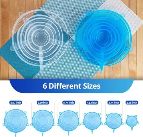 Reusable Silicone Stretch Lids, 6 Pack