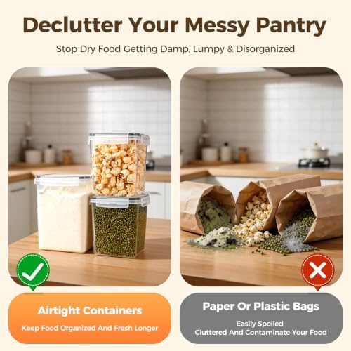 3-Pack Airtight Food Storage Containers, BPA-Free Stackable Cereal