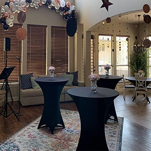 Tina's Cocktail Table Covers Black, High Top Table Cloths 32x43 Inch