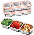 3-Pack Stainless Steel Snack & Lunch Containers for Kids & Adults
