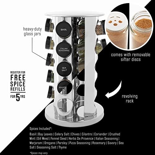 Kamenstein 20 Jar Revolving Countertop Spice Rack with Spices