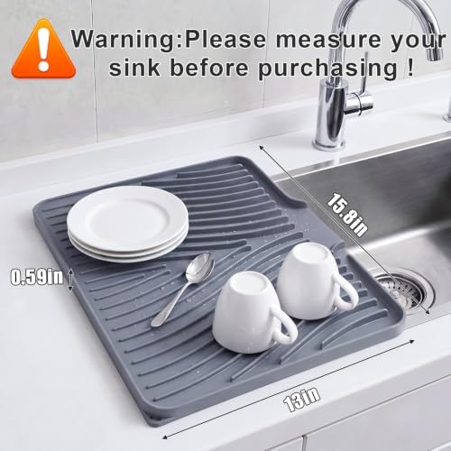 2 Set Silicone Dish Drying Mat with 24'' Faucet Mat for Kitchen