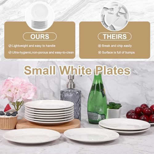 12 Pcs Porcelain Dessert Plates, 8 In Small Appetizer Plates, White