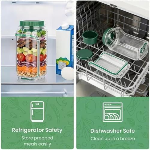 Salad Jar with Side Opening, Leakproof Mason Jar Container, Portable