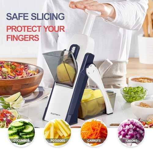 SupMaKin Safe Mandoline Slicer for Kitchen,Adjustable Potato Slicer 1-8 mm