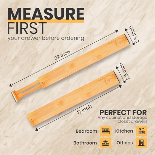 Adjustable Bamboo Drawer Dividers, Drawer Organizer for Kitchen