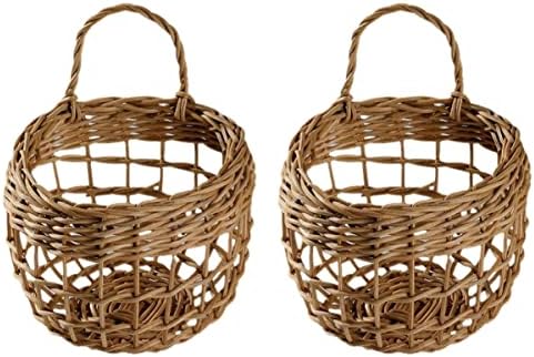 STOBAZA 2 pcs Wedding Garlic Wall Woven Hanging Baskets Handwoven