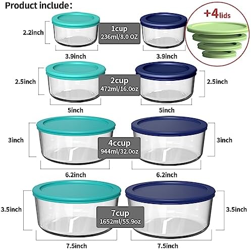 AILTEC 8-Pack Glass Food Containers with Lids