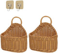 2Pcs Hanging Storage Baskets, Plastic Woven Hanging Basket with Hook