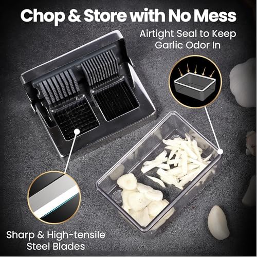 Gourmet Easy Garlic Press Chopper, 2-in-1 Slicer & Dicer