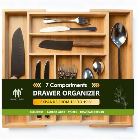 Bamboo Kitchen Drawer Organizer, Perfect for Storing Cutlery