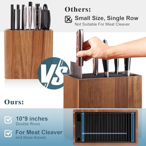 Universal Acacia Wood Knife Block Without Knives