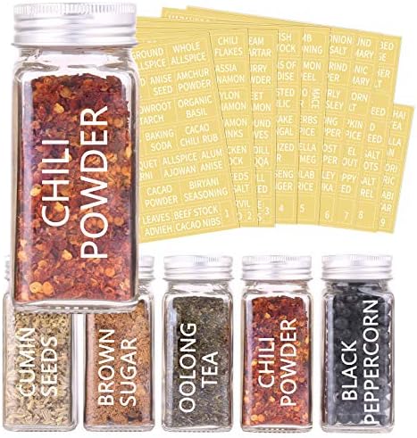 SWOMMOLY 30 Pcs Glass Spice Jars with Lids, 4oz Spice Bottles with