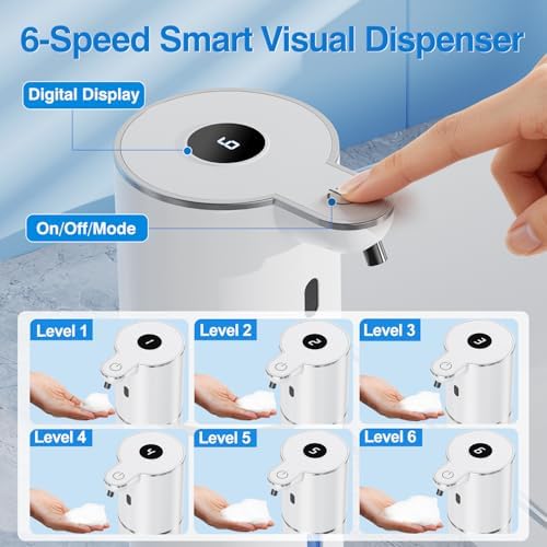 Fachixy Automatic Foaming Soap Dispenser Touchless, 6 Adjustable Level