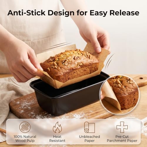 6 x 3 Loaf Pan with Liners 6 Pcs Mini Bread Pan and 100 Pcs Loaf