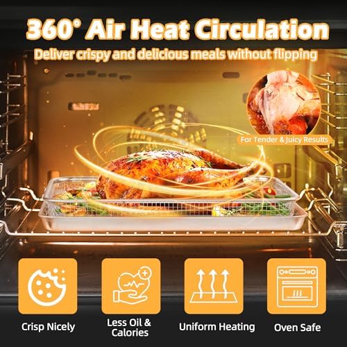 TeamFar Air Fryer Basket for Oven, 16"x12" & 12.5"x9.6" Air Fryer