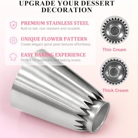 RoseFlower 4 PCS Large Piping Tips Set - Grade Stainless Steel Big
