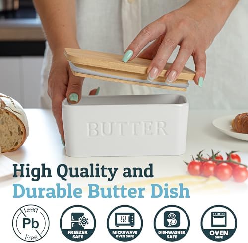 PriorityChef Extra Large Butter Dish with Lid for Countertop, Ceramic