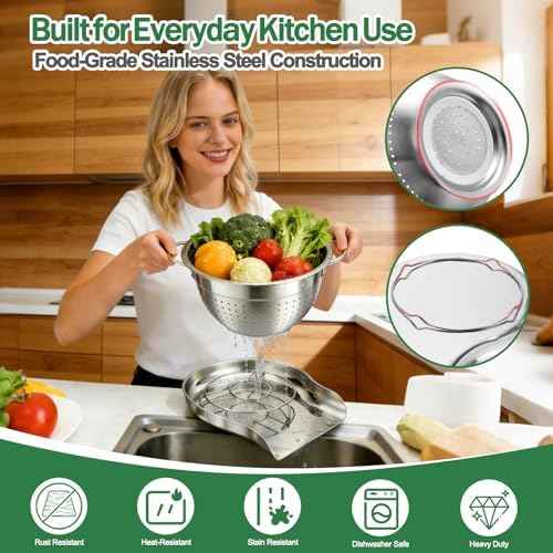 Strainers and Colanders for Kitchen, 3-Piece Stainless Steel Set