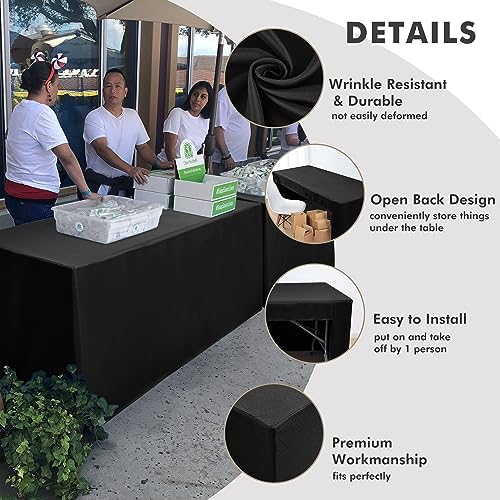 Black Tablecloths For 6 ft Rectangle Table With Open Back for Vendor