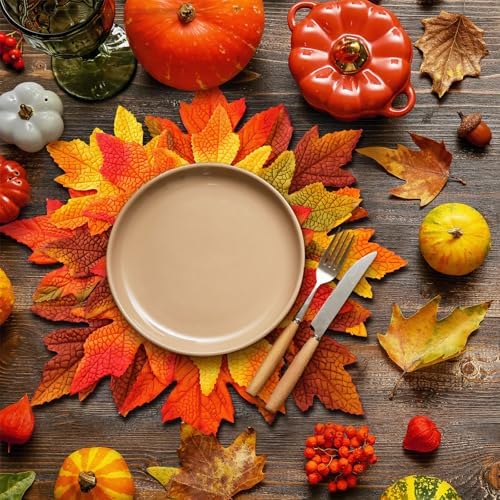 SmoothNovelty 6 Pcs 15" Fall Placemats, Thanksgiving Leaf Mats