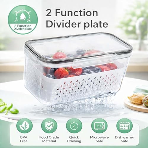 4-in-1 Produce Saver Containers - Fresh Berry Keeper with Removable