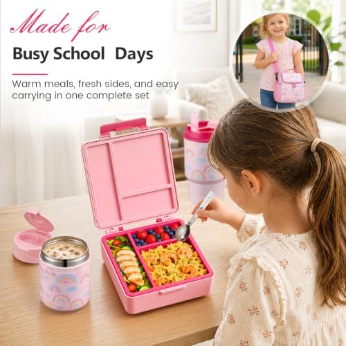 Pawtong Lunch Box Set with Bento Box Container, 17OZ Stainless Steel