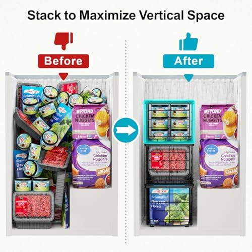 iSPECLE Stackable Freezer Organizer Bins, 3.5 Cu.ft, 3 Pack