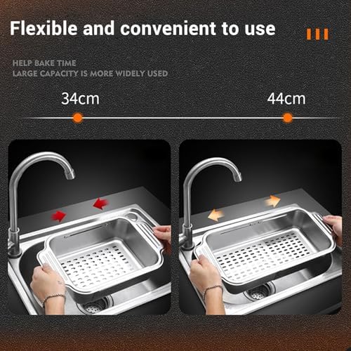 304 Stainless Steel Over The Sink Strainer Basket Extendable Kitchen