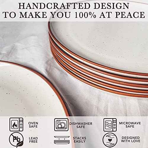 Mora Ceramic Dinner Plates Set of 6, 10 inch Dish Set - Microwave