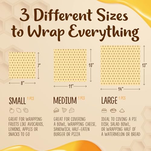 Bee’s Wrap Reusable, Eco Friendly Beeswax Food Wraps, Organic Cotton
