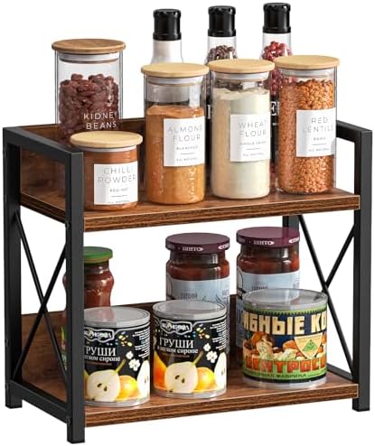 Giikin 2-Tier Countertop Shelf Organizer, Brown, S
