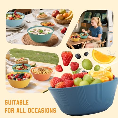 Homienly Unbreakable Cereal Bowls, Wheat Straw Bowl with Textured