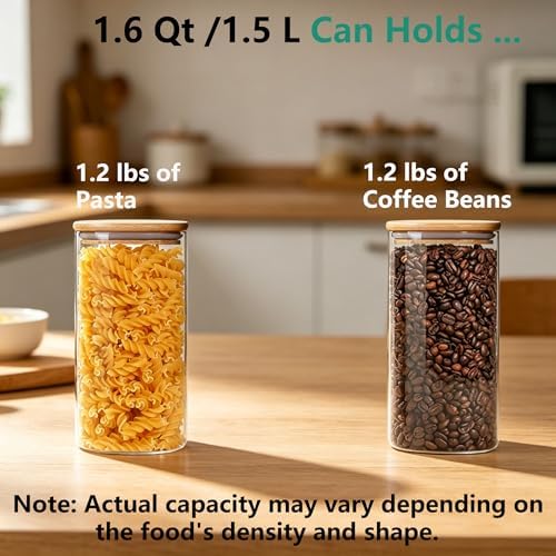 VIEWELLD 1.6Qt Square Glass Jars, food jars,Set of 3 for