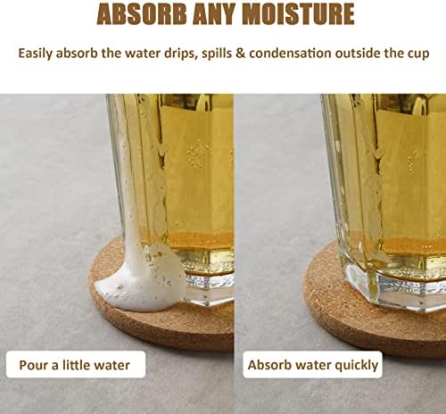 8 Pcs Drink Coasters with Holder, Thicker Cork Coasters for Drinks