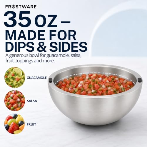 Dip Chiller Bowl with Lid, 35 oz Insulated Cold Serving Bowl