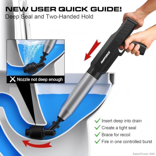 Electric Toilet Plunger, High-Pressure Clog Remover, Ink Black
