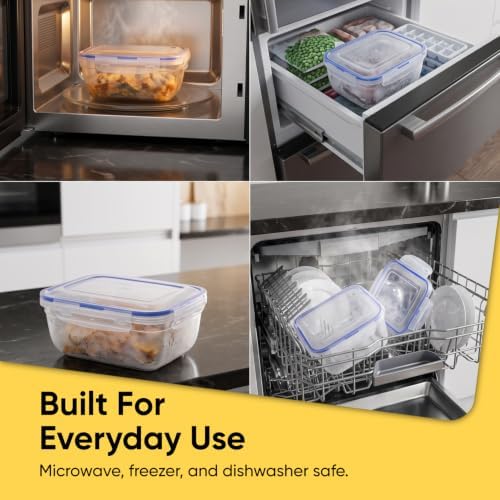 Large Plastic Food Storage Container with airtight Lid for Pantry