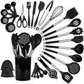 QMVESS Silicone Cooking Utensils Set, 28-Piece, Black