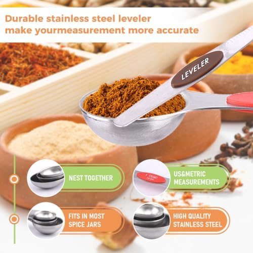 Magnetic Measuring Cups and Spoons Set, 304 Stainless Steel
