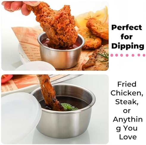 1.4Oz Mini Stainless Steel Condiment Containers with Lids, Reusable