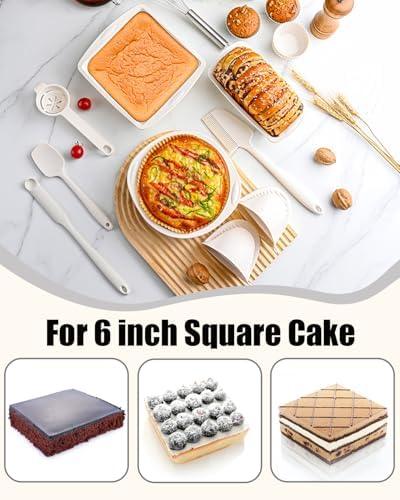 6 inch Square Cake Pans, Non-stick Silicone Baking Pan, Cake Molds for