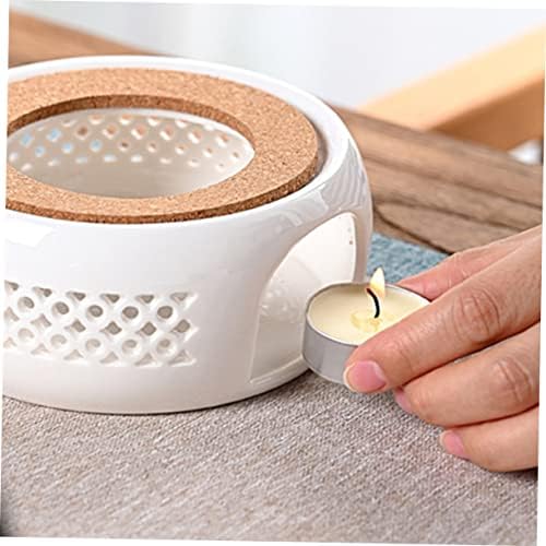 Ceramic Teapot Warmer with Wood Base, Heating and Heat Preservation