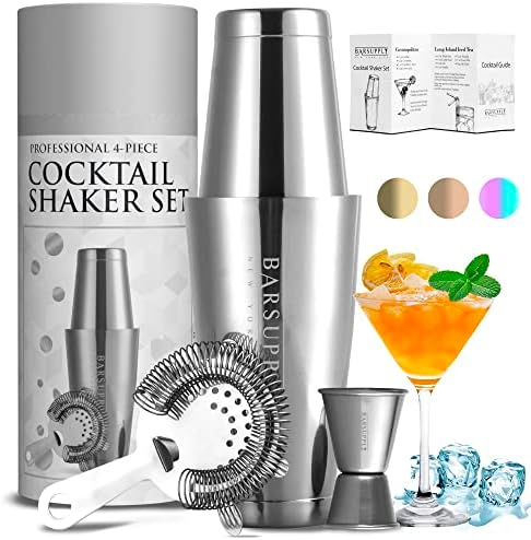 Boston Cocktail Shaker Set | 4-Piece Bar Set | Stainless Steel 304