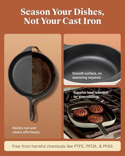 Caraway 10.5" Cast Iron Skillet and Grill Pan Duo