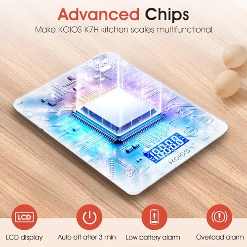 KOIOS USB Rechargeable Food Scale, 33lb/15Kg Kitchen Scale Digital