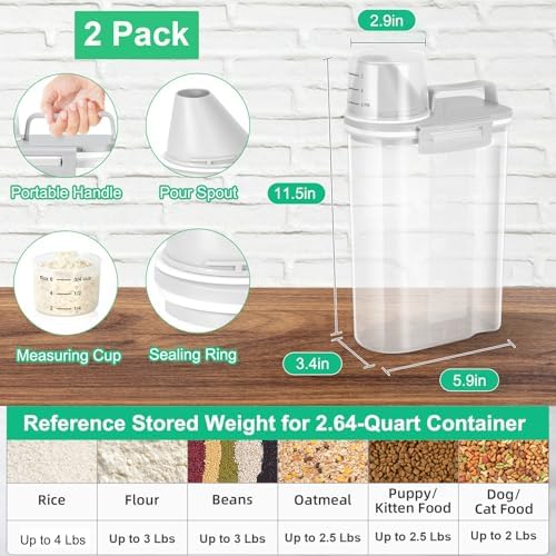 TBMax Rice Storage Container 2 Pack, Plastic Kitchen Pantry Food