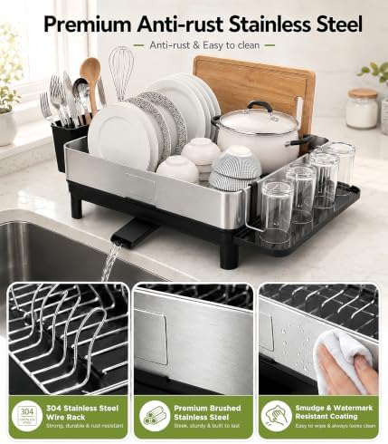 Dish Drying Rack, 17-Inch, Stainless Steel