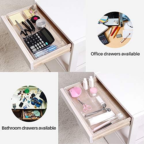 Oubonun Expandable Shallow Vanity Plastic Makeup Drawer Organizers