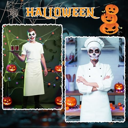 Shyyween White Half Bistro Burger Apron 26" Waist Chef Apron for Adult